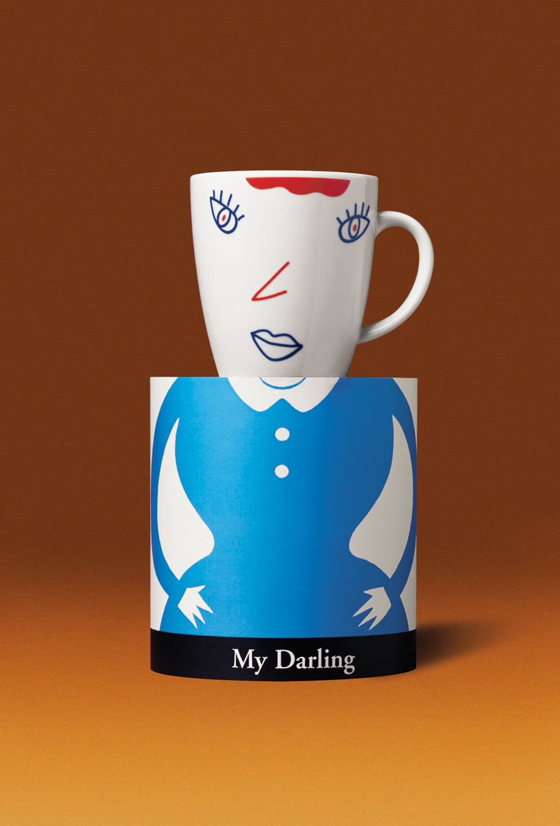 これはドイツのRitzenboff社とのコラボレーション商品です。My Darlingマグカップです。これで飲むティータイムはどんな味がするかな？
